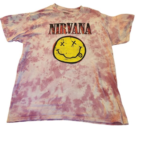 Nirvana Tie-Dye Smiley Face T-Shirt L - Picture 1 of 4